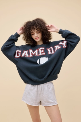 Curved Hem Durable Color Retention GAME DAY CREW SWEATSHIRT