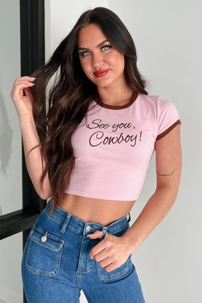 MicrofiberTech Compression Fit "See You, Cowboy" Embroidered Tee (Strawberry)