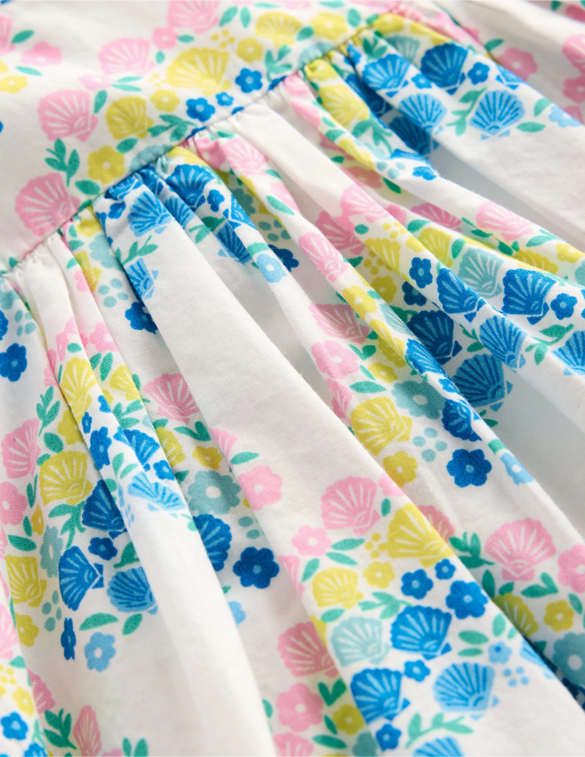 Gathered Woven Dress-Coconut Milk Rainbow Shells Lounge Vibes