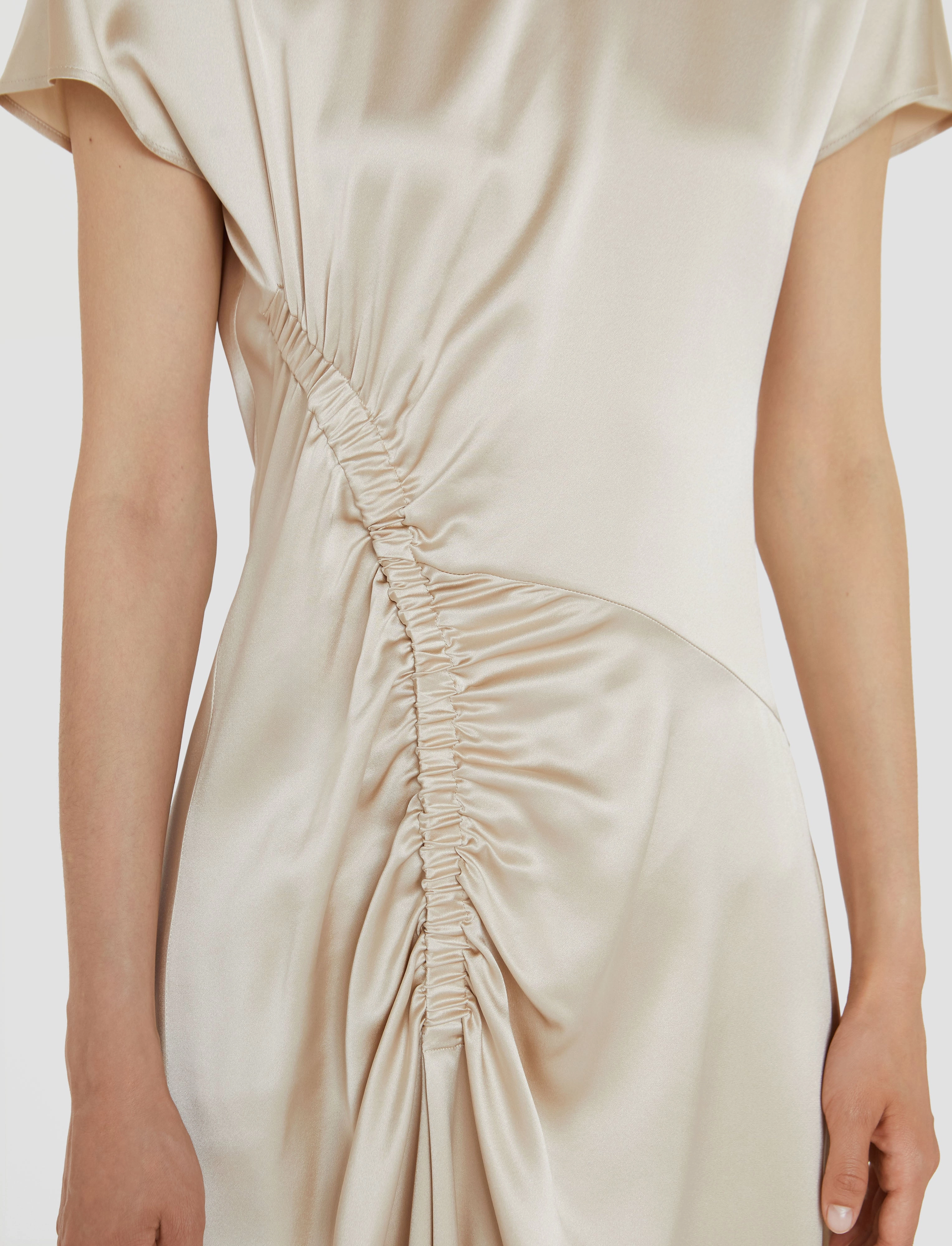 Geegee Ruched Silk Satin Dress Stream Cut