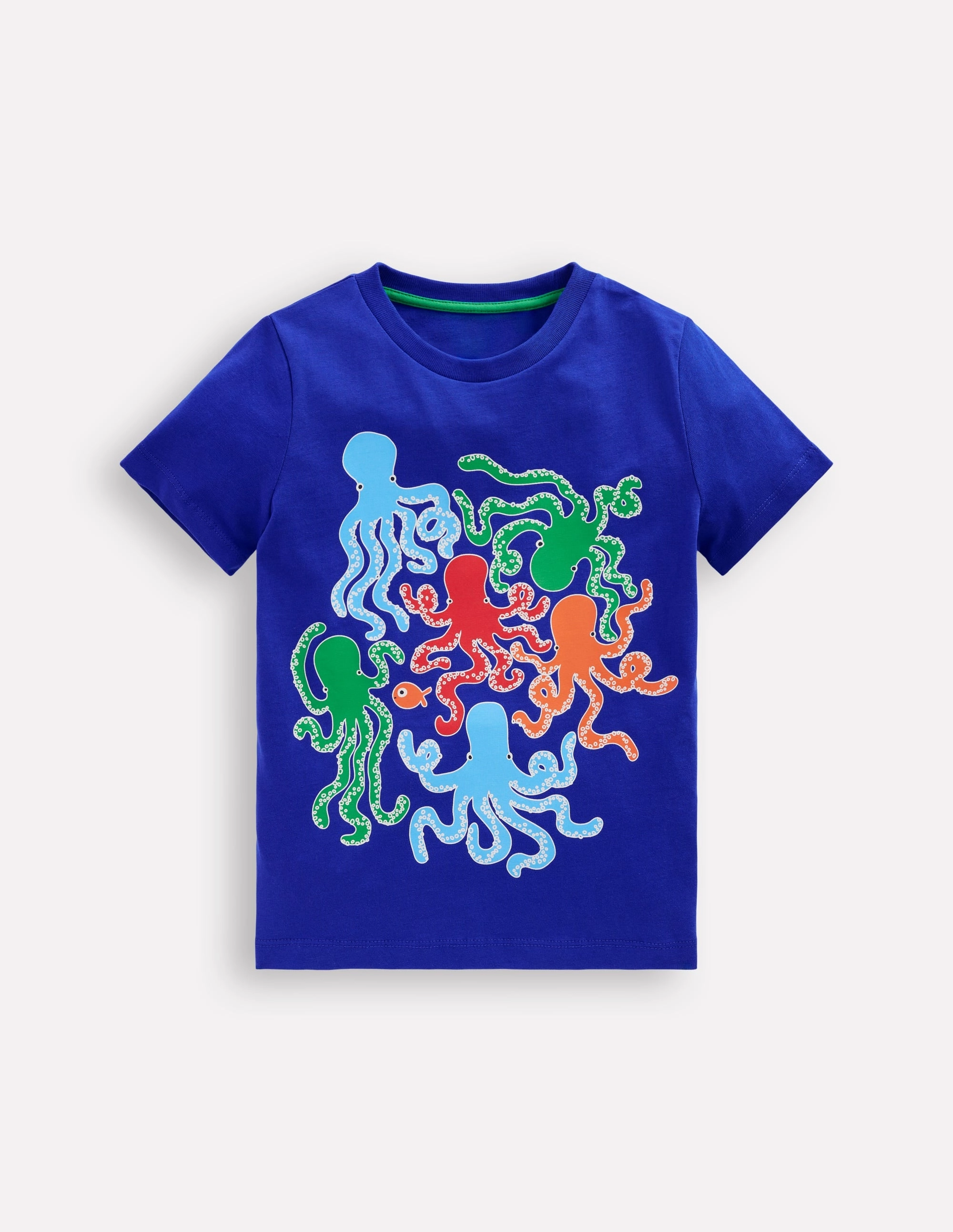 Glow-In-The-Dark T-shirt-Bright Blue Octopus AdjustableCuffSystem All Weather Performance Fabric