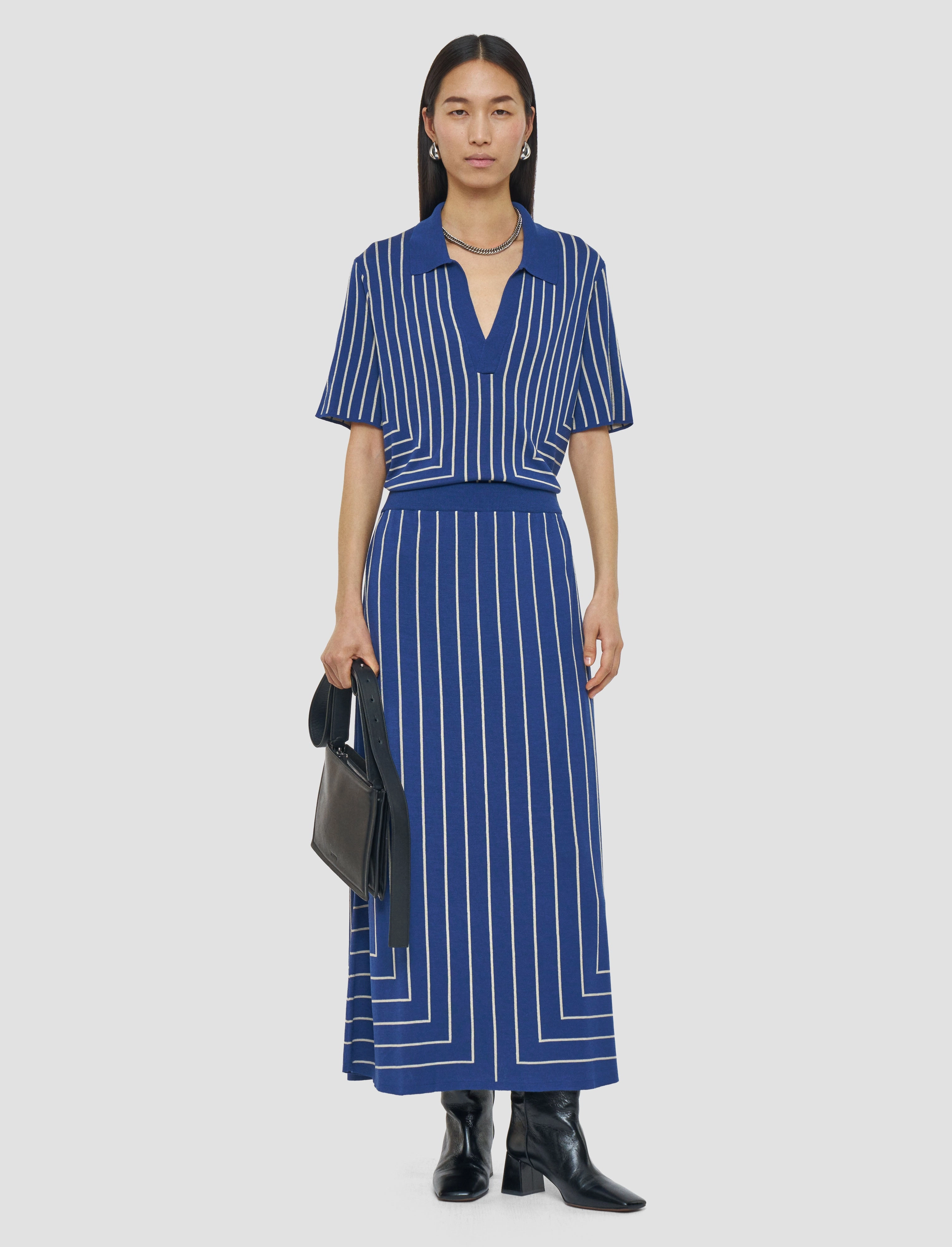 Geometric Jacquard Silk Blend Skirt Bold Accent