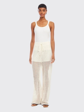 Comfy Look Bonded Seam Technology Gianna Crochet Pants Off White/Navy