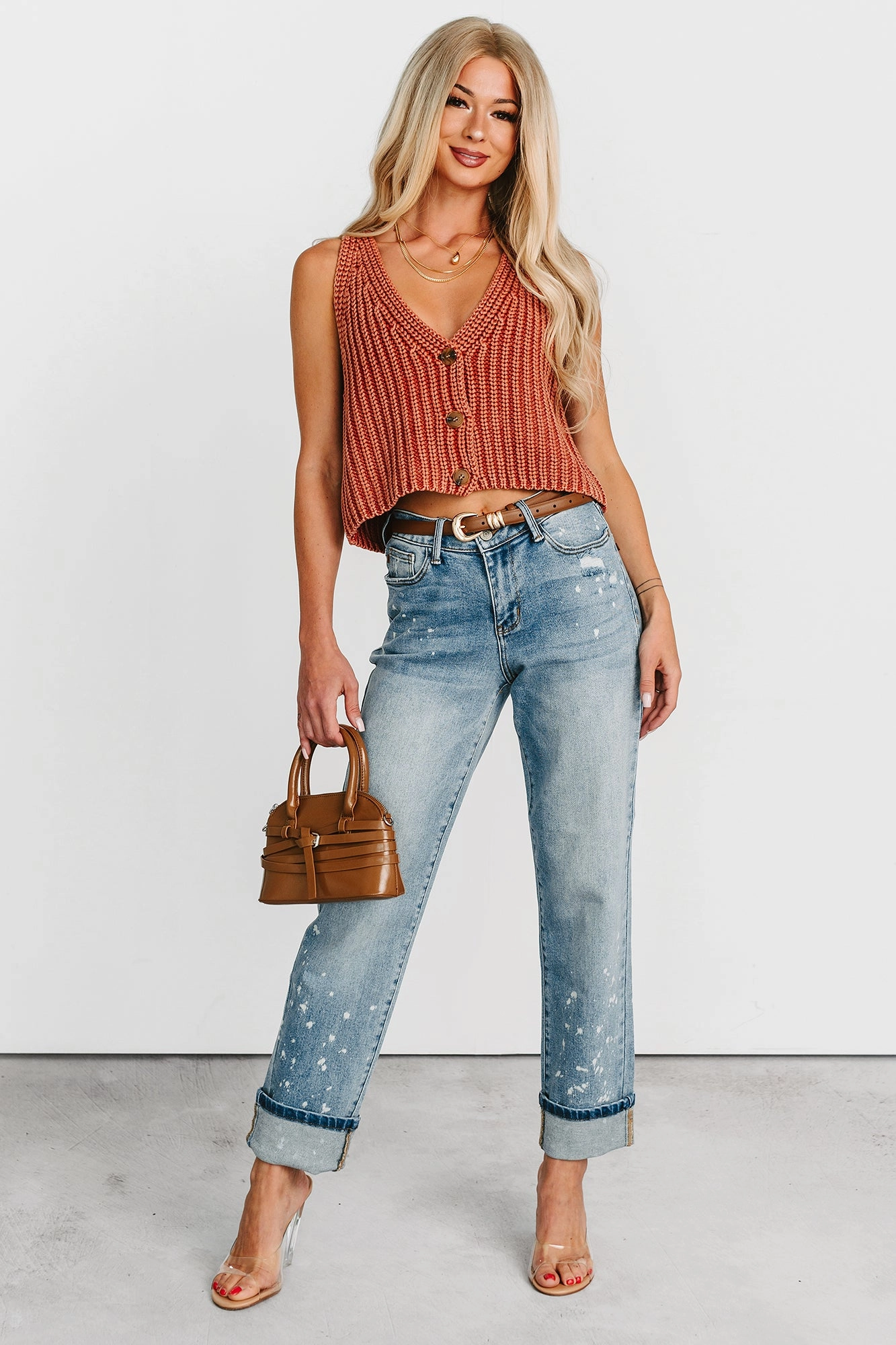 Chilly Day Ready Sporty Cut Ginny Bleach Splatter Judy Blue Boyfriend Jeans (Medium)