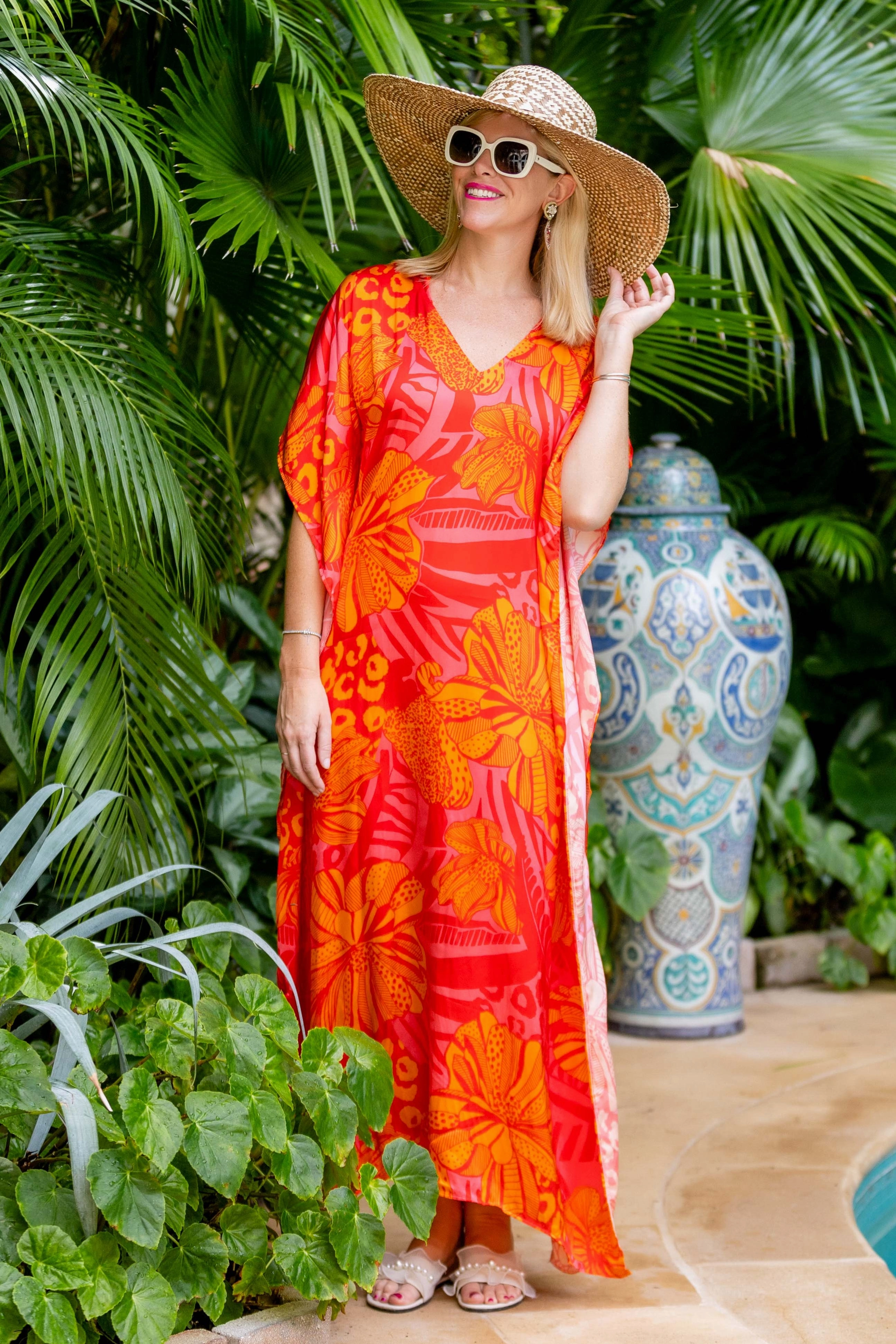 Giovanna Kaftan / Orange Pink Multi Durable-Fabric Joy Glow