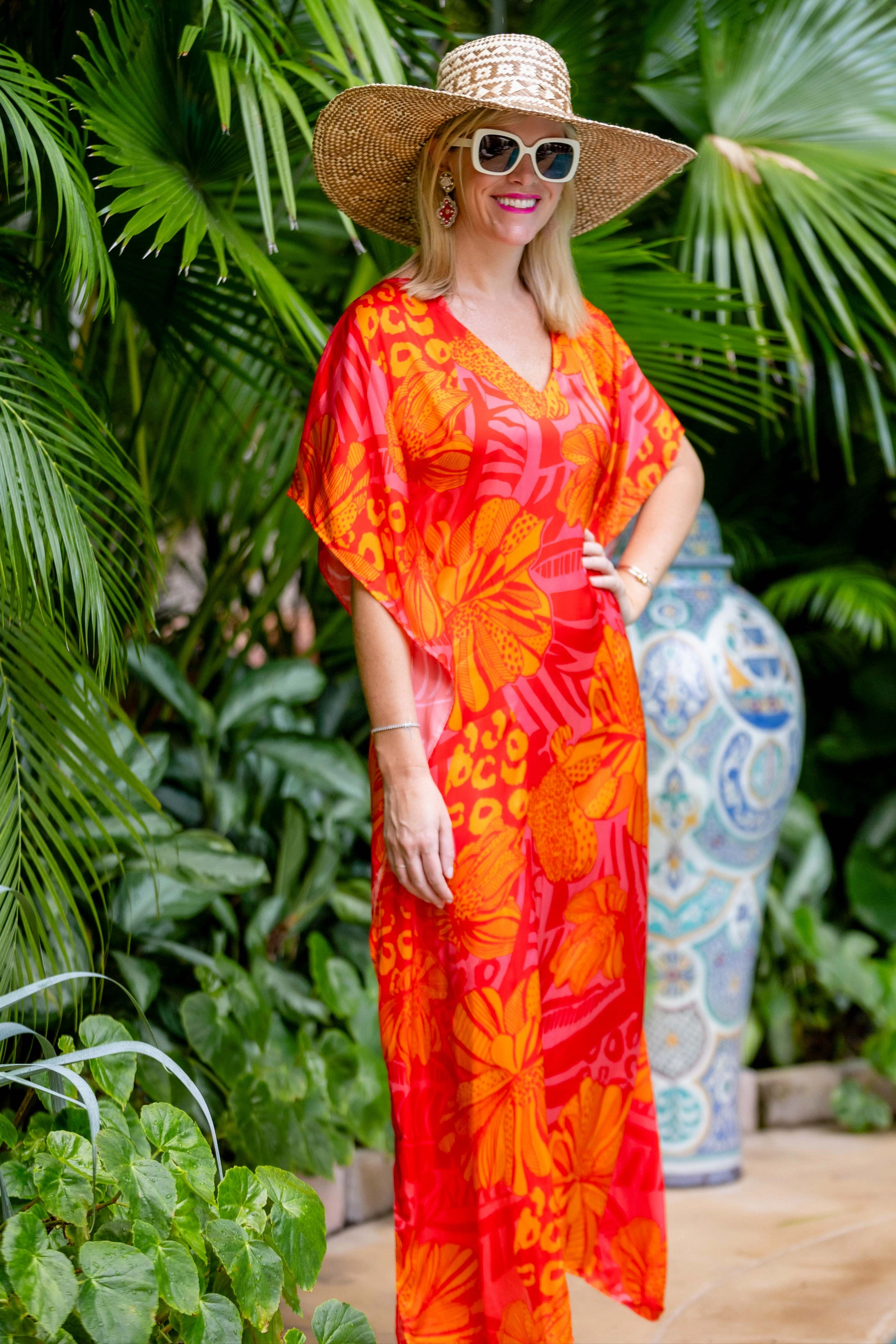 Giovanna Kaftan / Orange Pink Multi Timeless Beauty Minimal Details