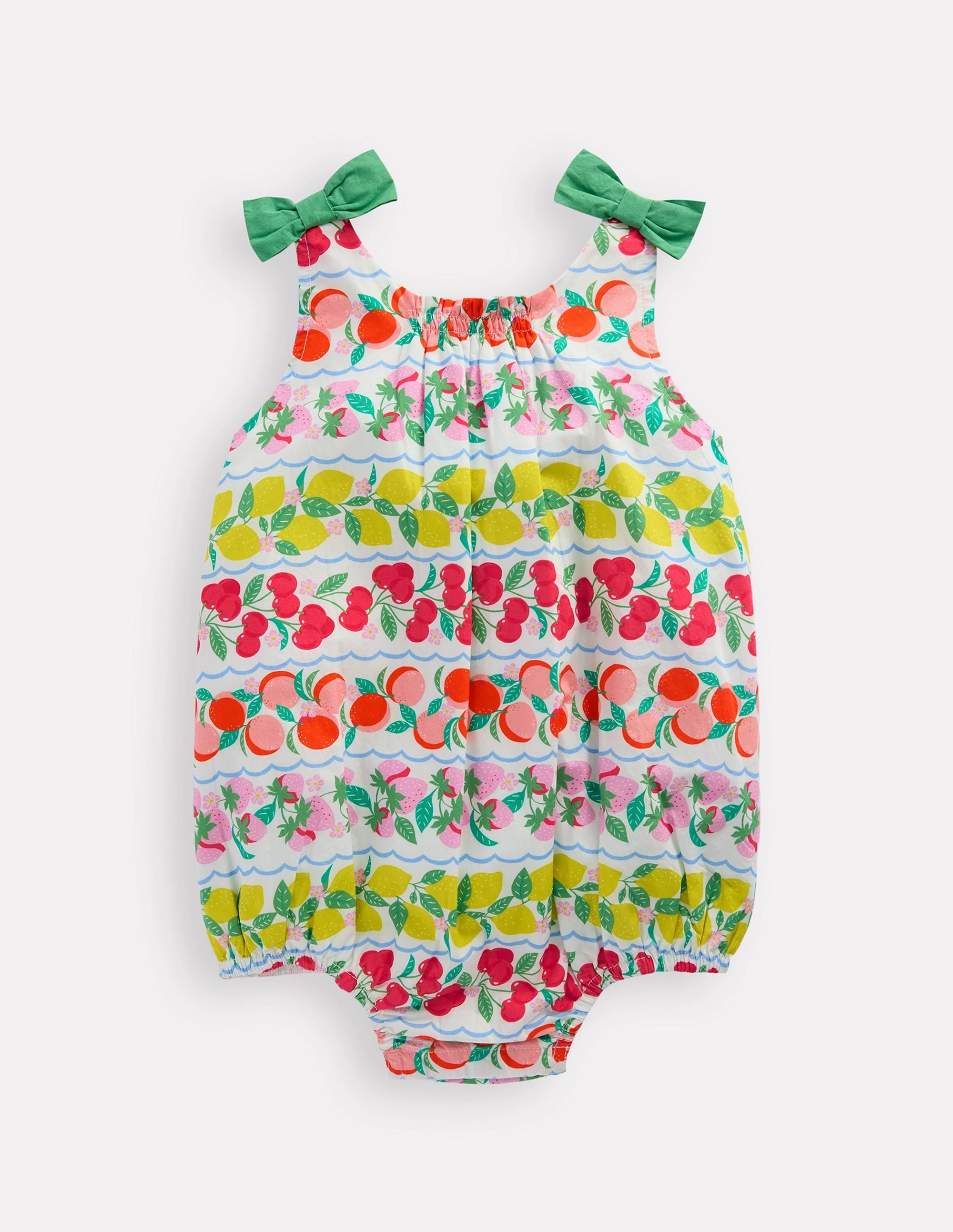 Sporty Dance Girls Bubble Romper-Multi Fruit Stripe