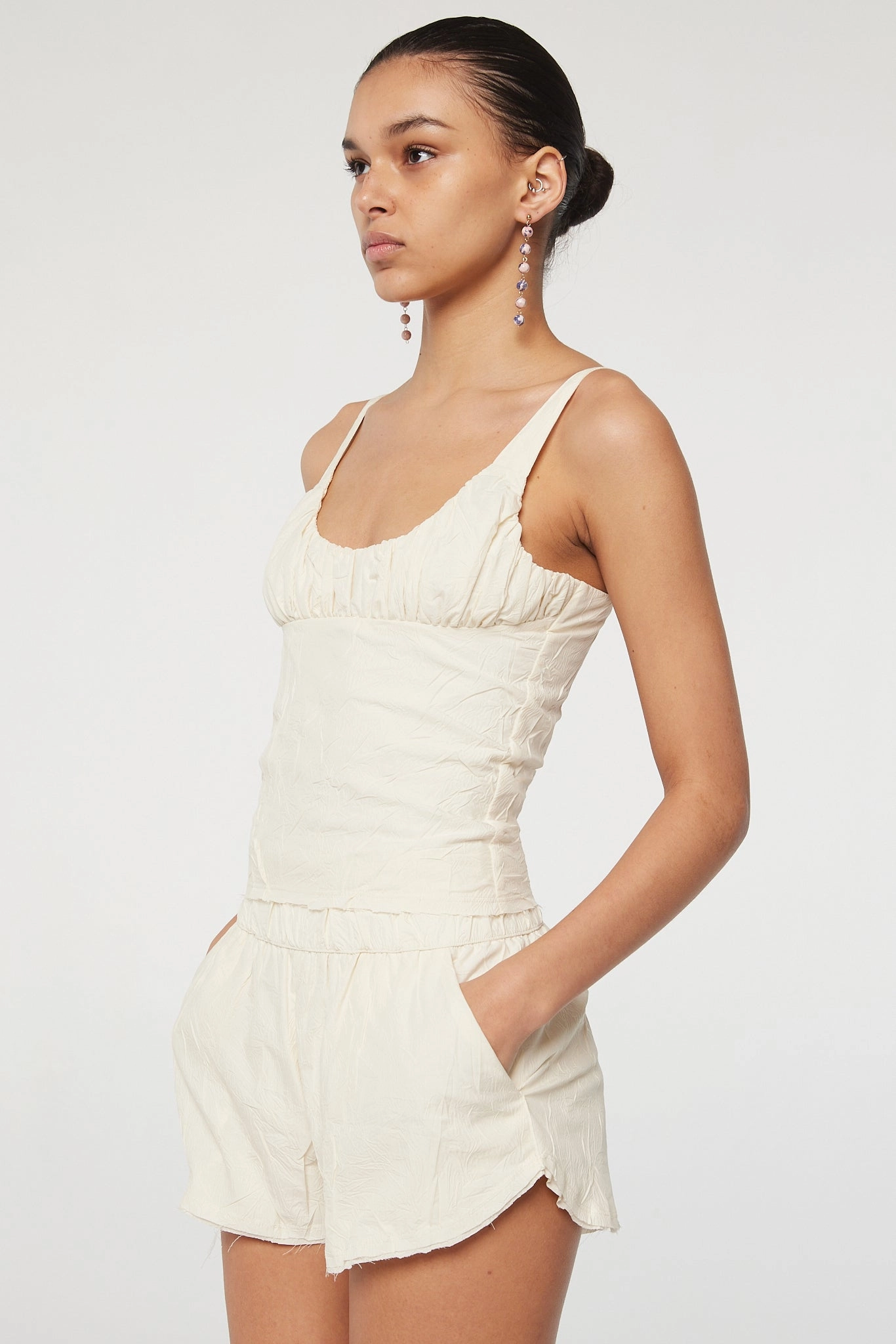 GIVY TOP Sandwich Mesh Panel Structure FrenchTerry