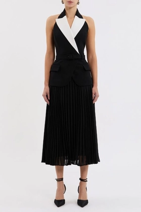 Soft color Understated Glam Emma Midi Dress Black and White