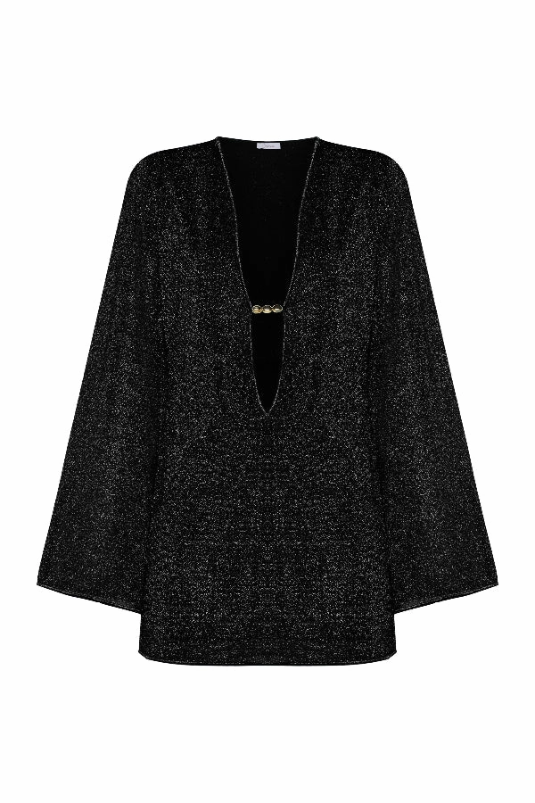 Festival-Ready Breathable-Lining Glazed Lumiere Kaftan Black