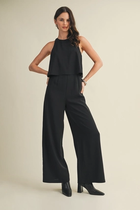 GLORIA LAYERED SLEEVELESS JUMPSUIT Fresh Sport Elegant Sporty