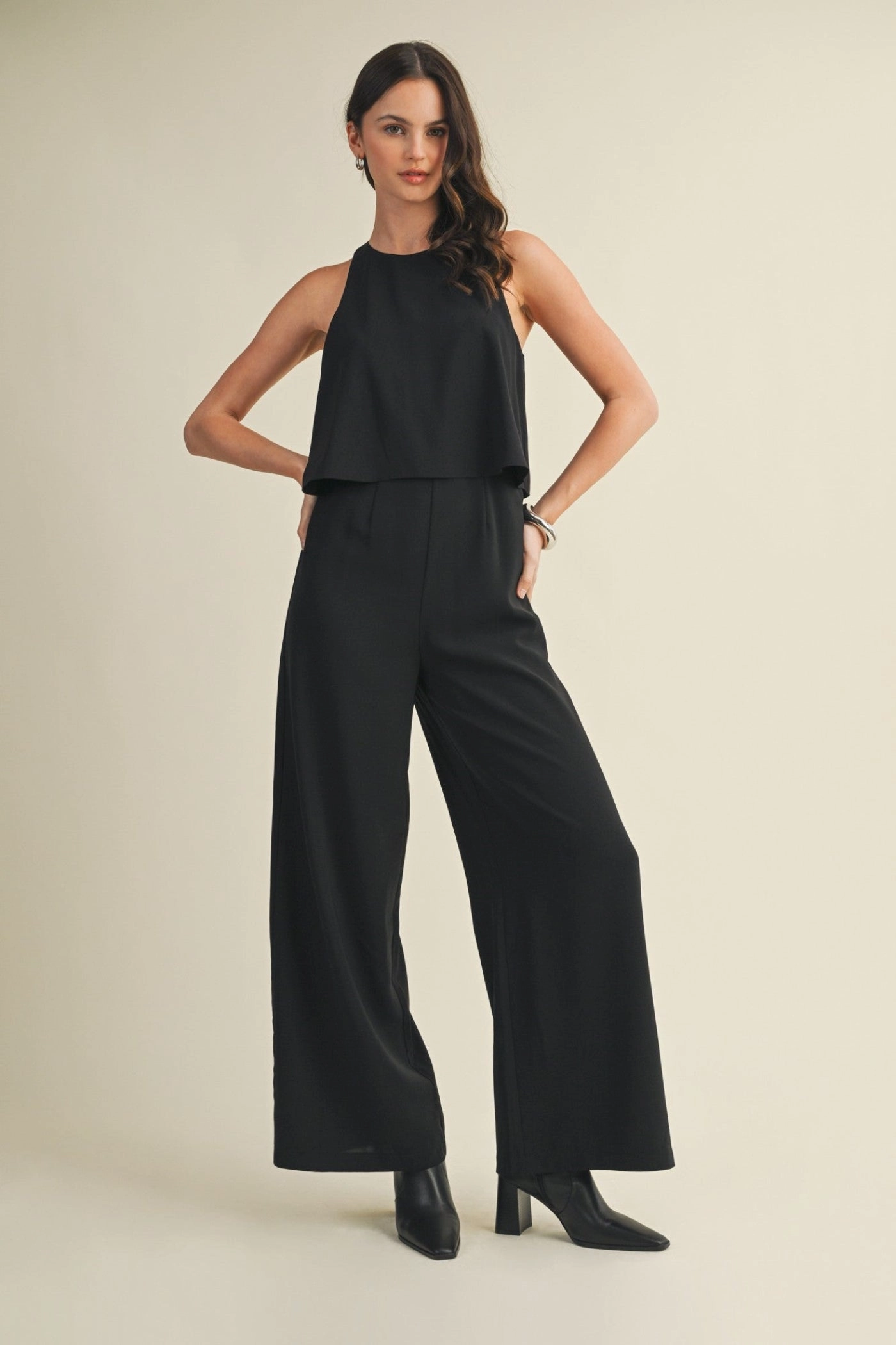 GLORIA LAYERED SLEEVELESS JUMPSUIT Fresh Sport Elegant Sporty