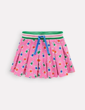 Geometric Print Anti Static Lining Pleated Jersey Skort-Cosmos Pink Sporty Poodle