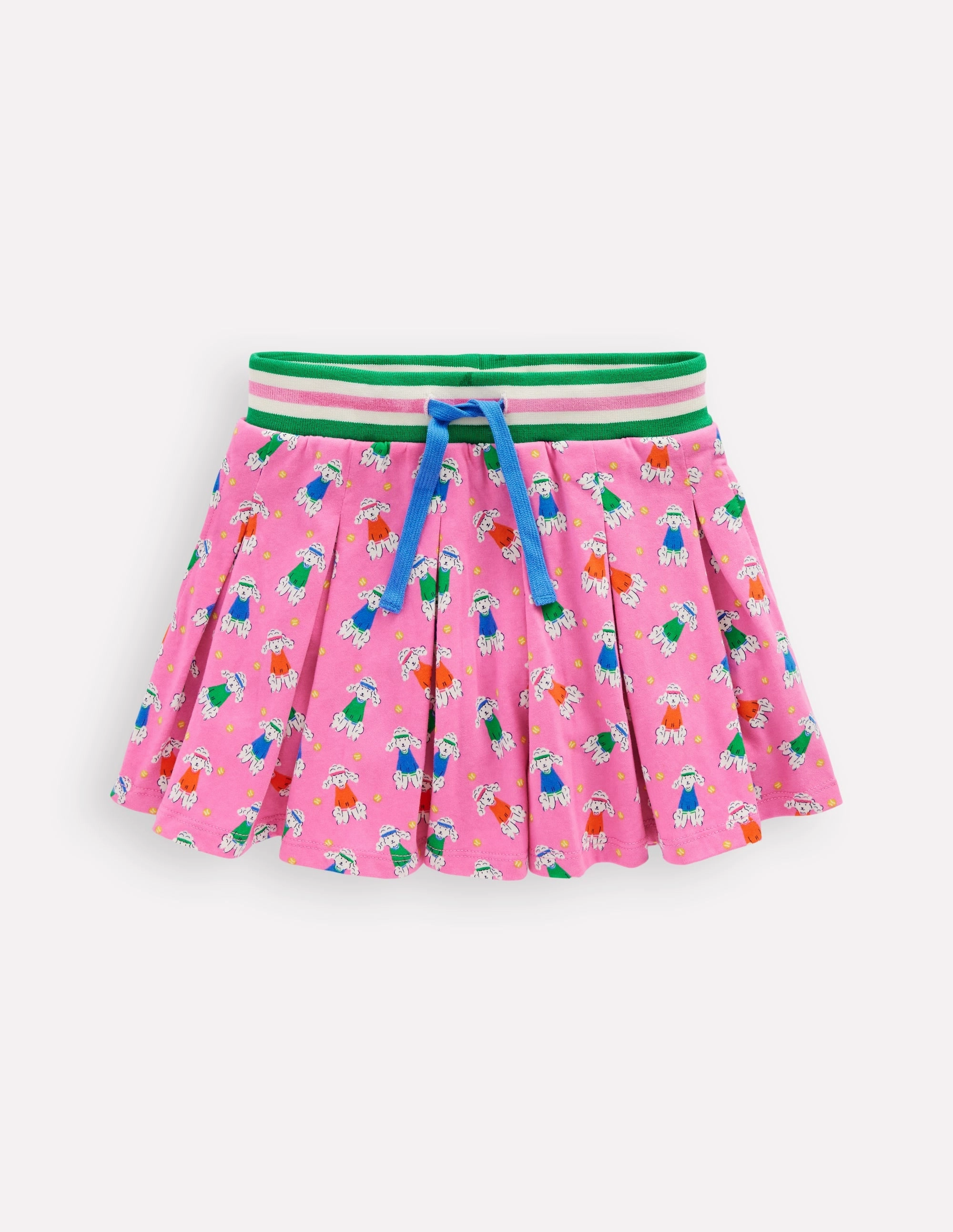 Geometric Print Anti Static Lining Pleated Jersey Skort-Cosmos Pink Sporty Poodle