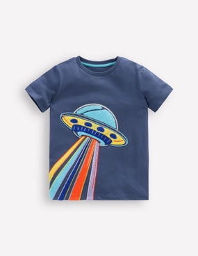 AthleticInspired Light Reflective Printing Glow Superstitch T-Shirt-Robot Blue UFO