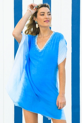 Goddess Kaftan / Capri Blue Ombre Casual event dress
