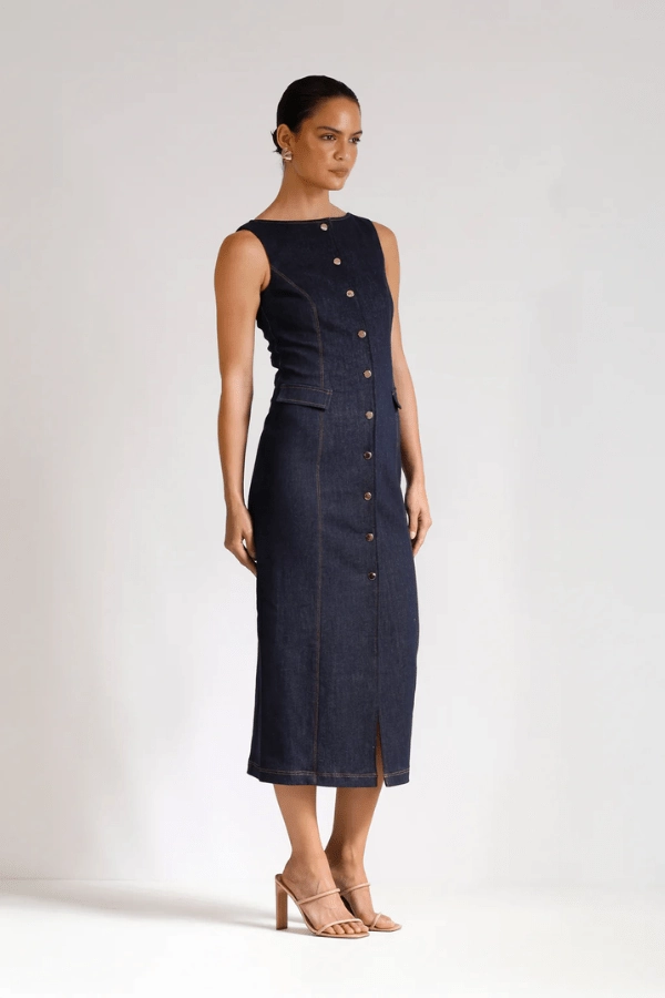 Refined Aesthetic Good Vibes Midi Indigo