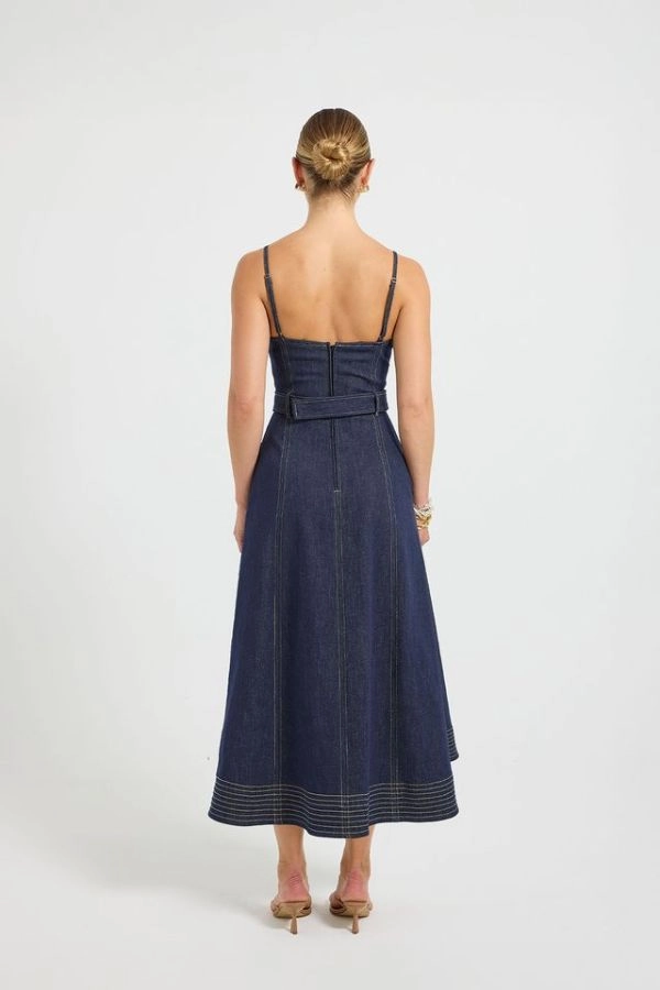 Silky Shape Move Easy Indie Flared Midi Indigo