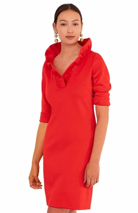 Elegant Touch Warm Pink Gretchen Scott Ruffneck Dress in Crimson