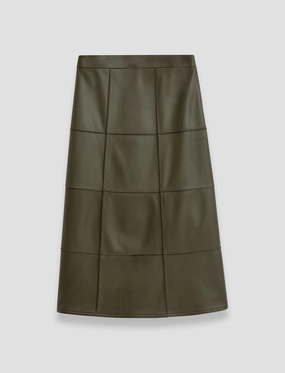 Grid Nappa Leather Keller Skirt Neat Finish Style Essential