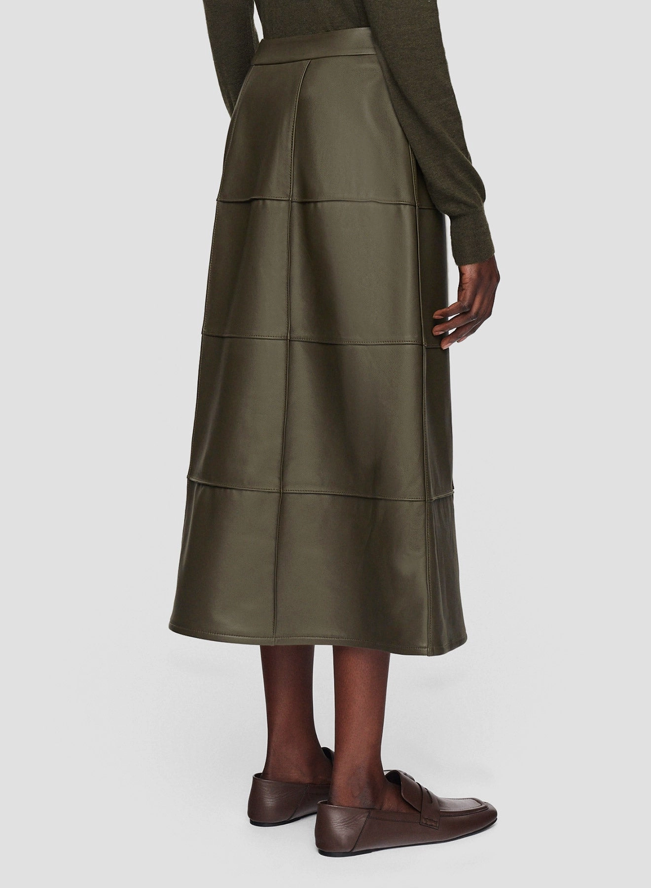 Grid Nappa Leather Keller Skirt Machine washable