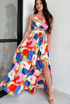 Grow Wild One Shoulder Floral Maxi Dress (Multi) Easy Vibe