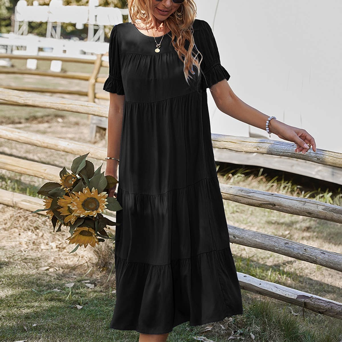 COTTON SWING DRESS_CWDSD3407 Elegant Detail Minimal Design