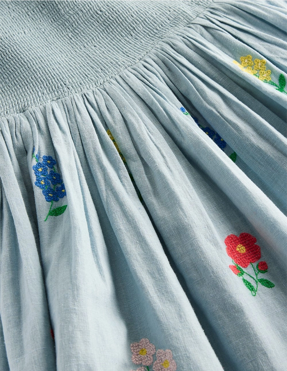 Cool Look Gwendolyn Cotton Linen Dress-Multi Cross Stitch Flower