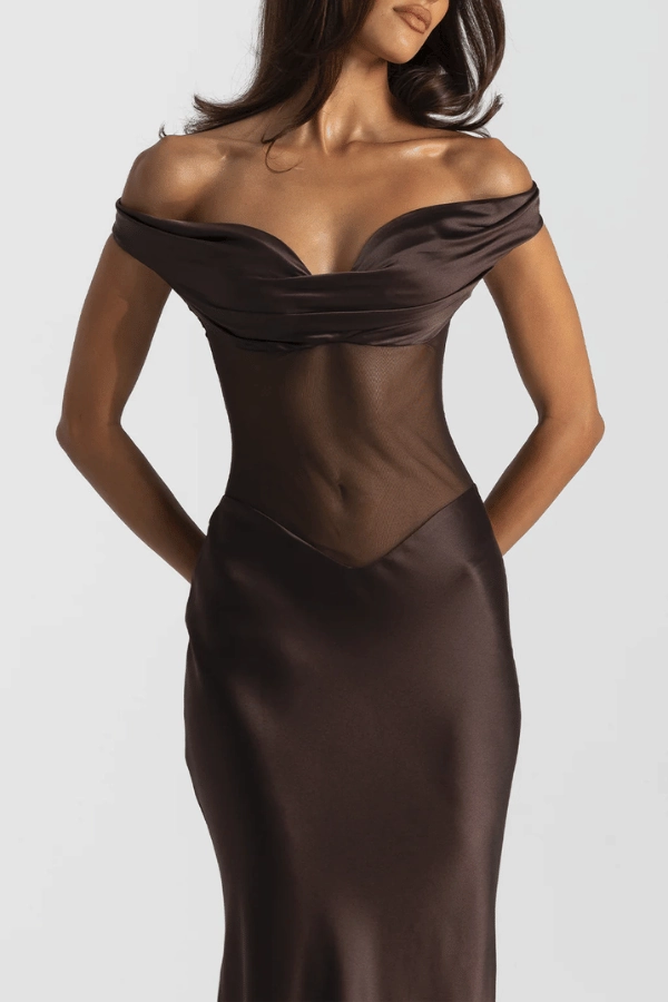 Cut-Out-Detail Chill Vibes Gwyneth Gown Espresso