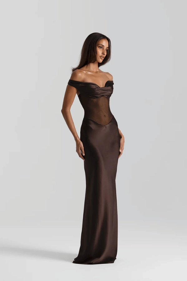 Gwyneth Gown Espresso StretchableKnit