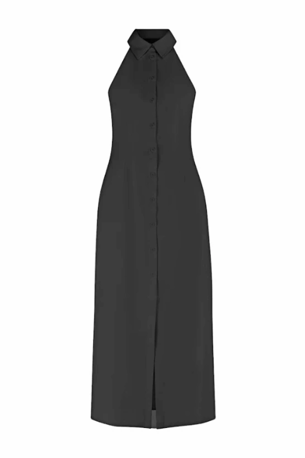 The Ultimate Muse Collar Maxi Dress Black Perfect Style Fall Ready