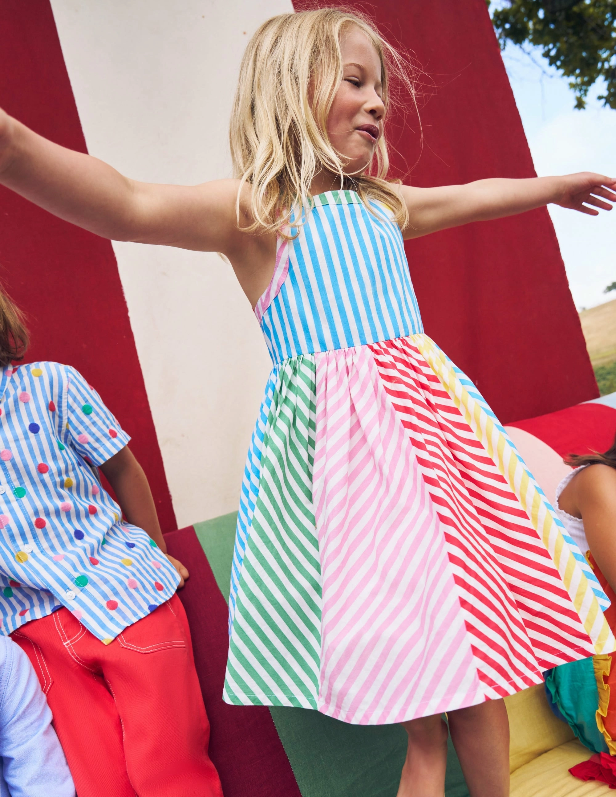 Sleek long-sleeve dress Luxe Mood Harlow Back Detail Dress-Hotchpotch Multi Stripe