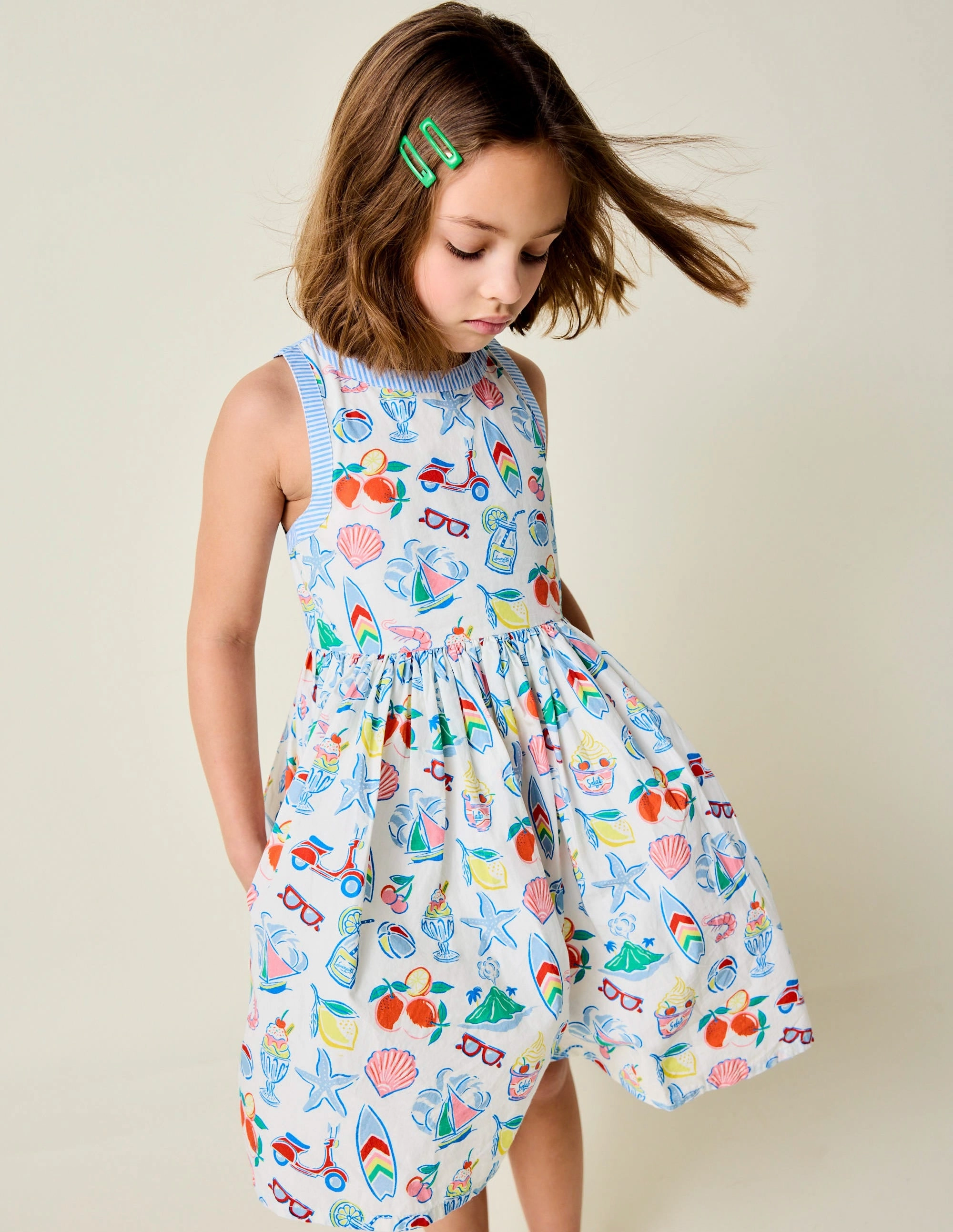 Harlow Back Detail Dress-Ivory Holiday Print Earth Colors