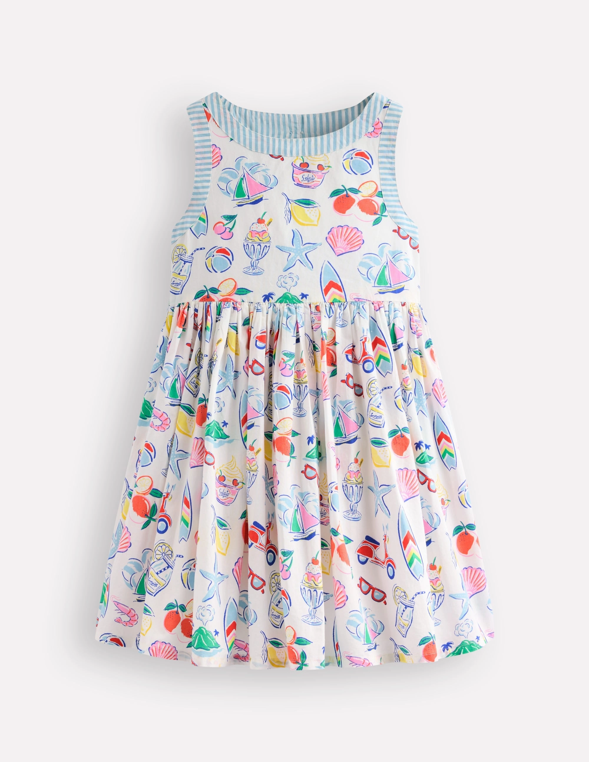 Sleek Vibe Harlow Back Detail Dress-Ivory Holiday Print