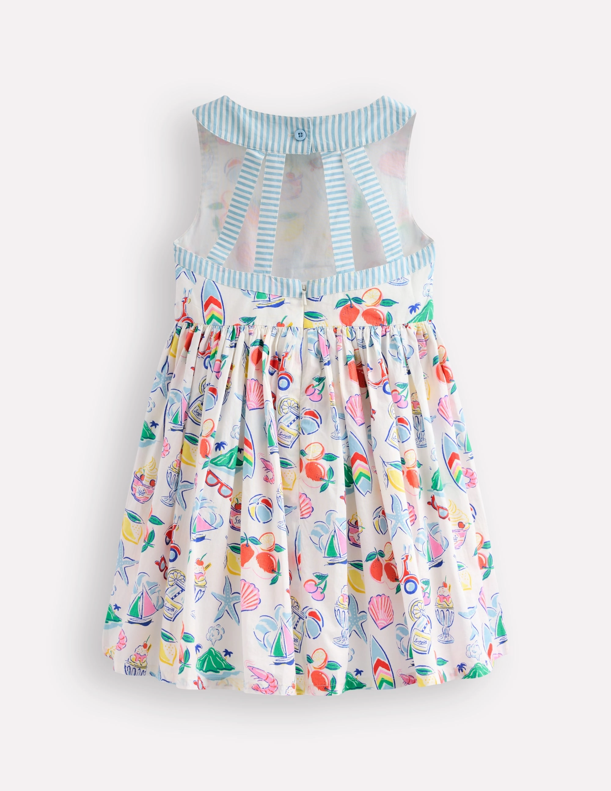 Harlow Back Detail Dress-Ivory Holiday Print Clean Tone V-Neck