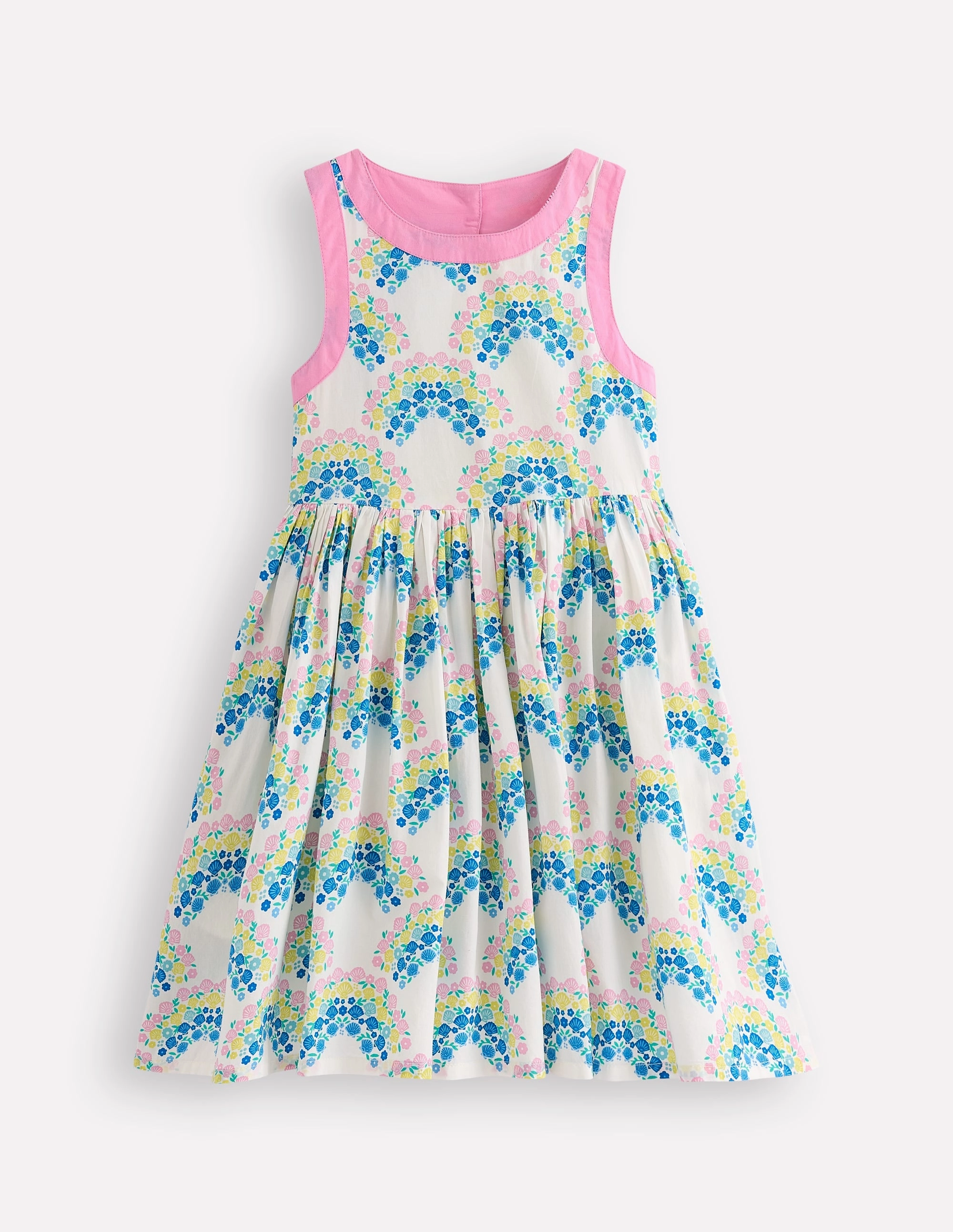 Abrasion-resistant Harlow Back Detail Dress-Soft Ivory Rainbow Shells