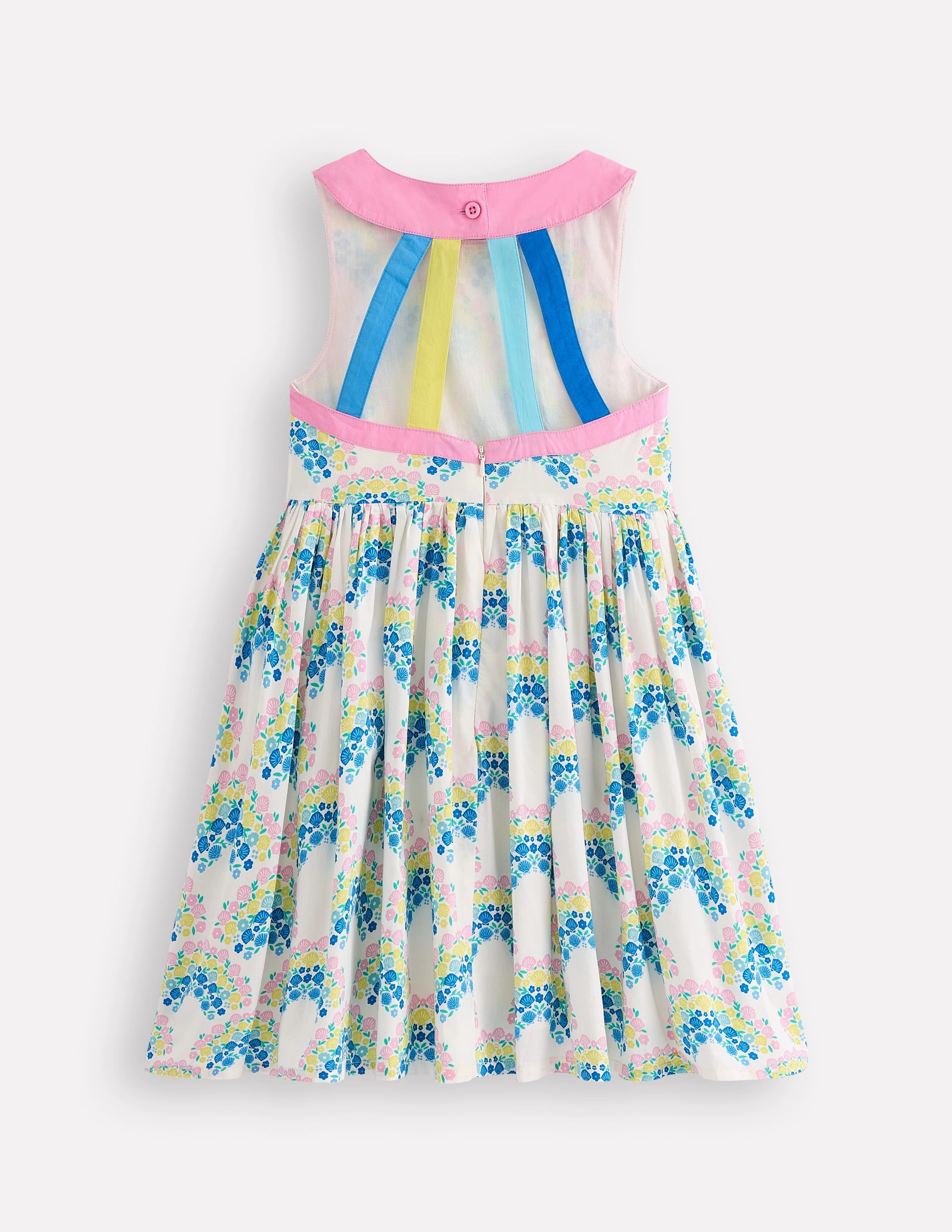 Harlow Back Detail Dress-Soft Ivory Rainbow Shells Perfect Layers