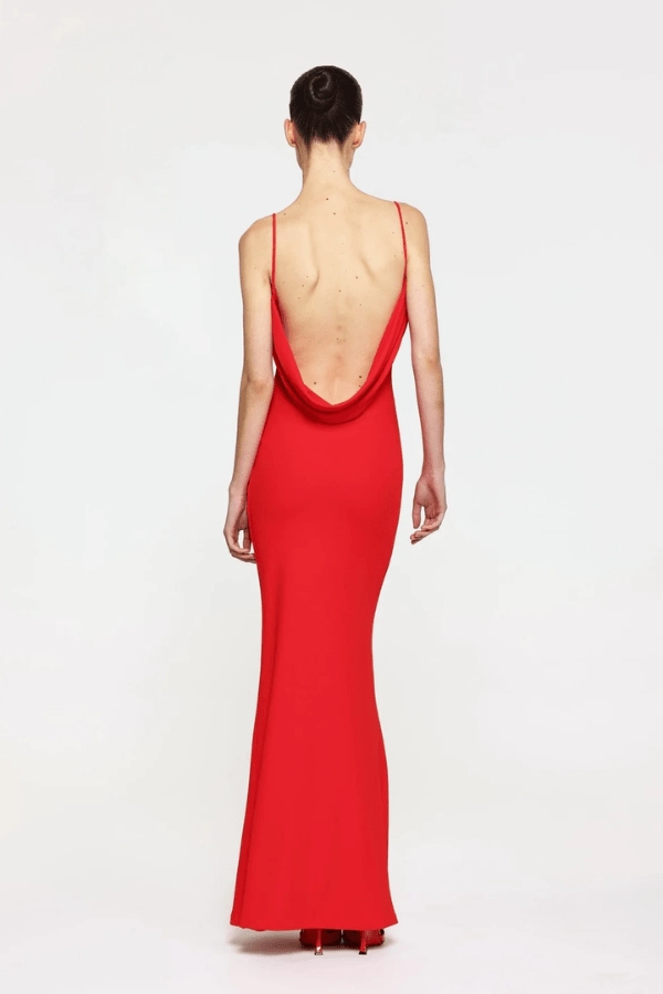 Havilland Gown Cherry Red Sleek Layer