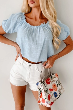 Ultrasoft Inner Lining All Day Comfort Heart In The Clouds Puff Sleeve Top (Sky)