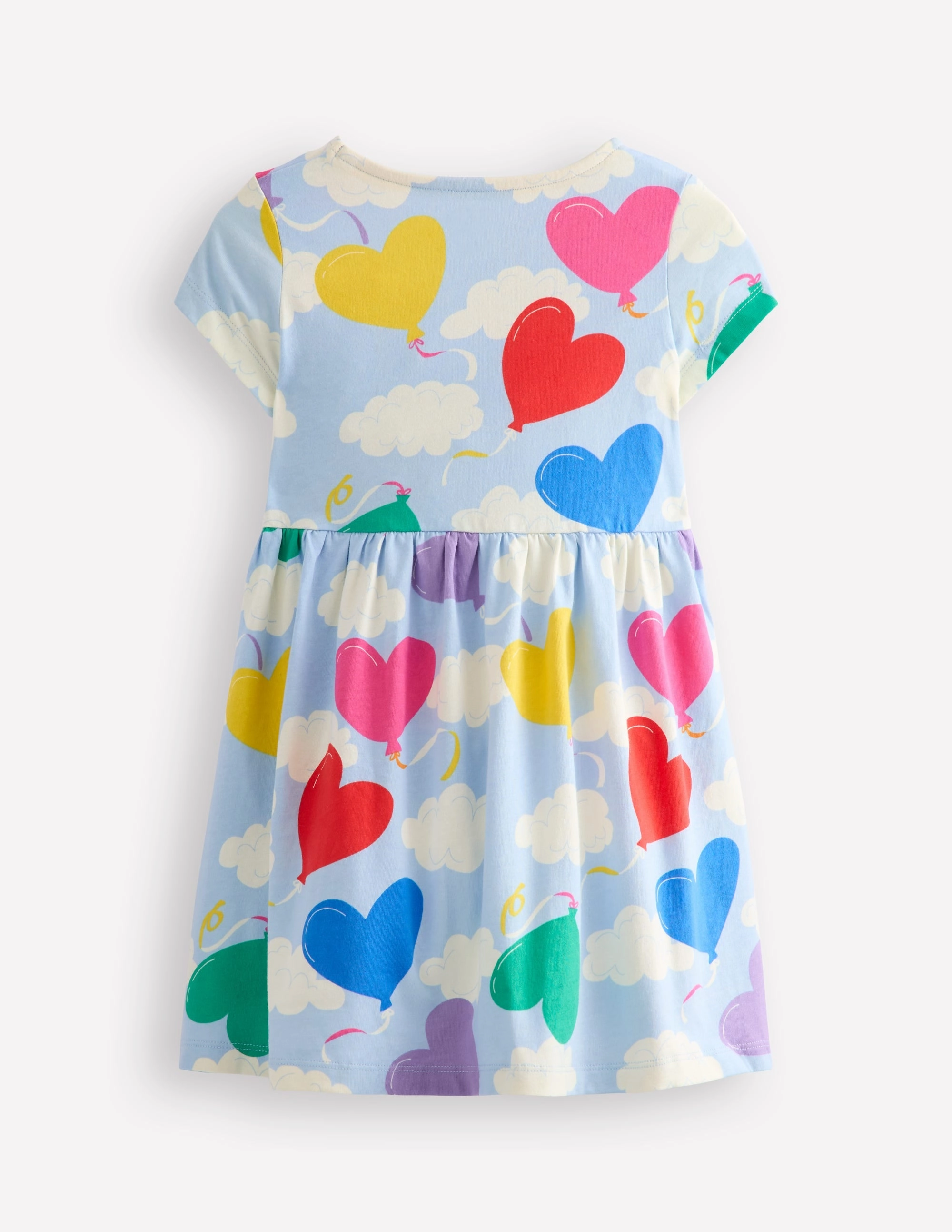 Heart Pocket Fun Jersey Dress-Balloon Clouds Soft-touch