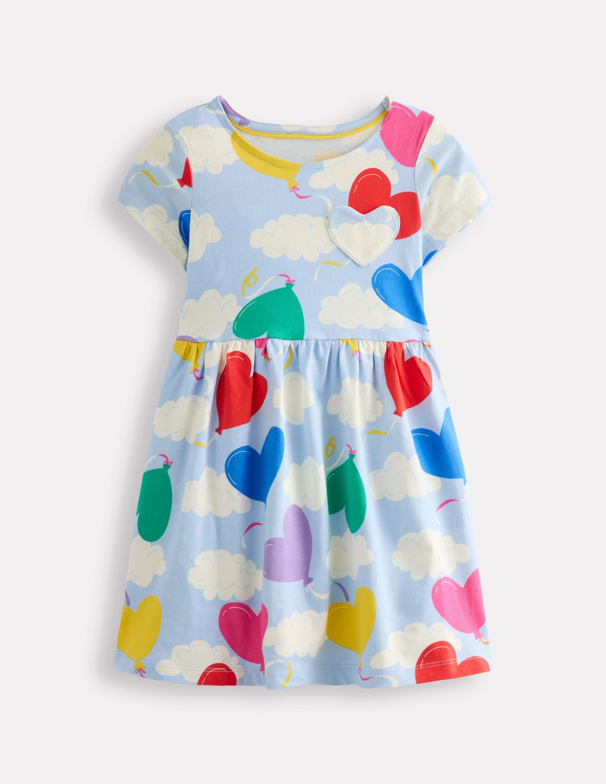 Chill Fashion Heart Pocket Fun Jersey Dress-Balloon Clouds