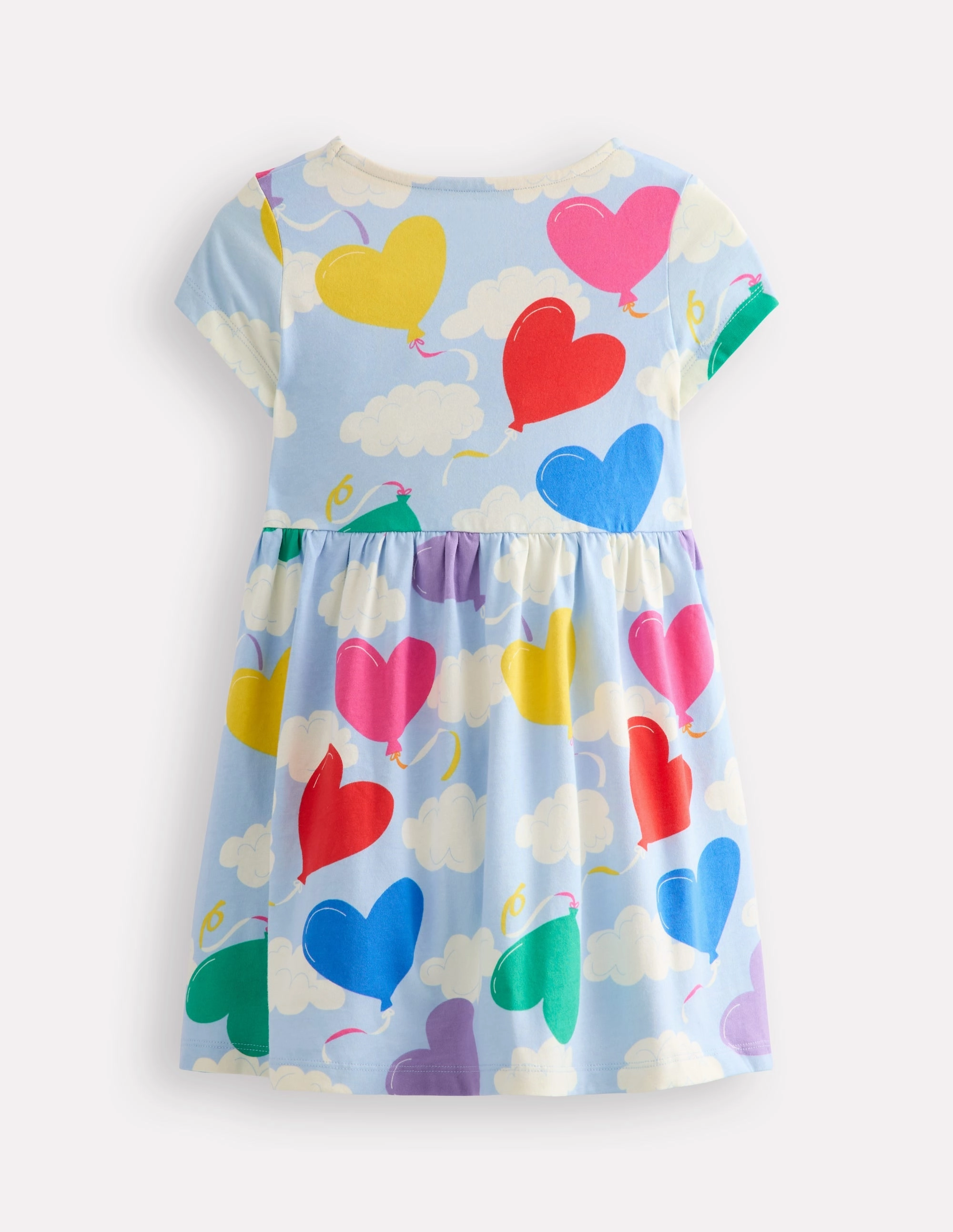 Contemporary Style Heart Pocket Fun Jersey Dress-Balloon Clouds