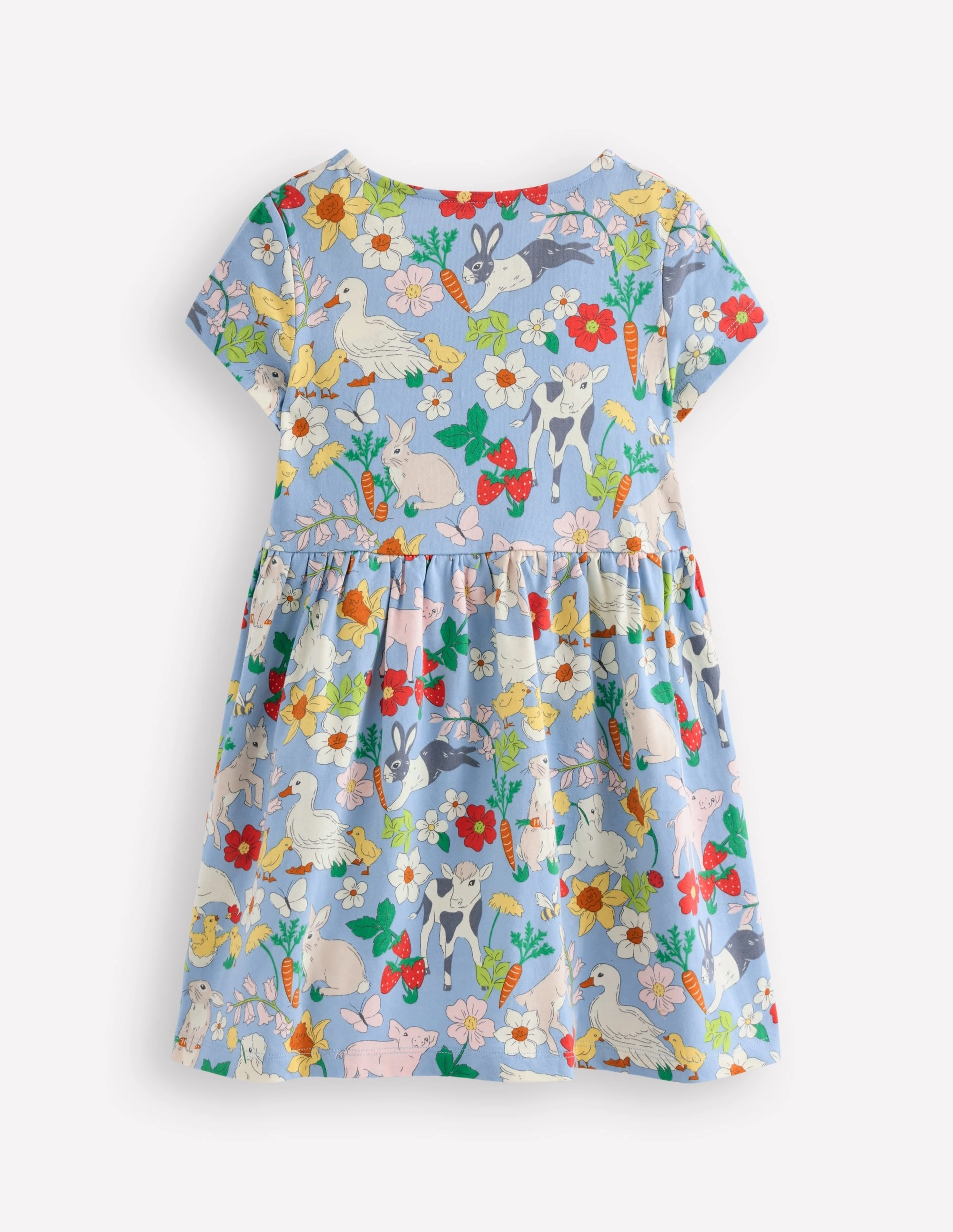 Celebration Wear Heart Pocket Fun Jersey Dress-Misty Blue Spring Meadow