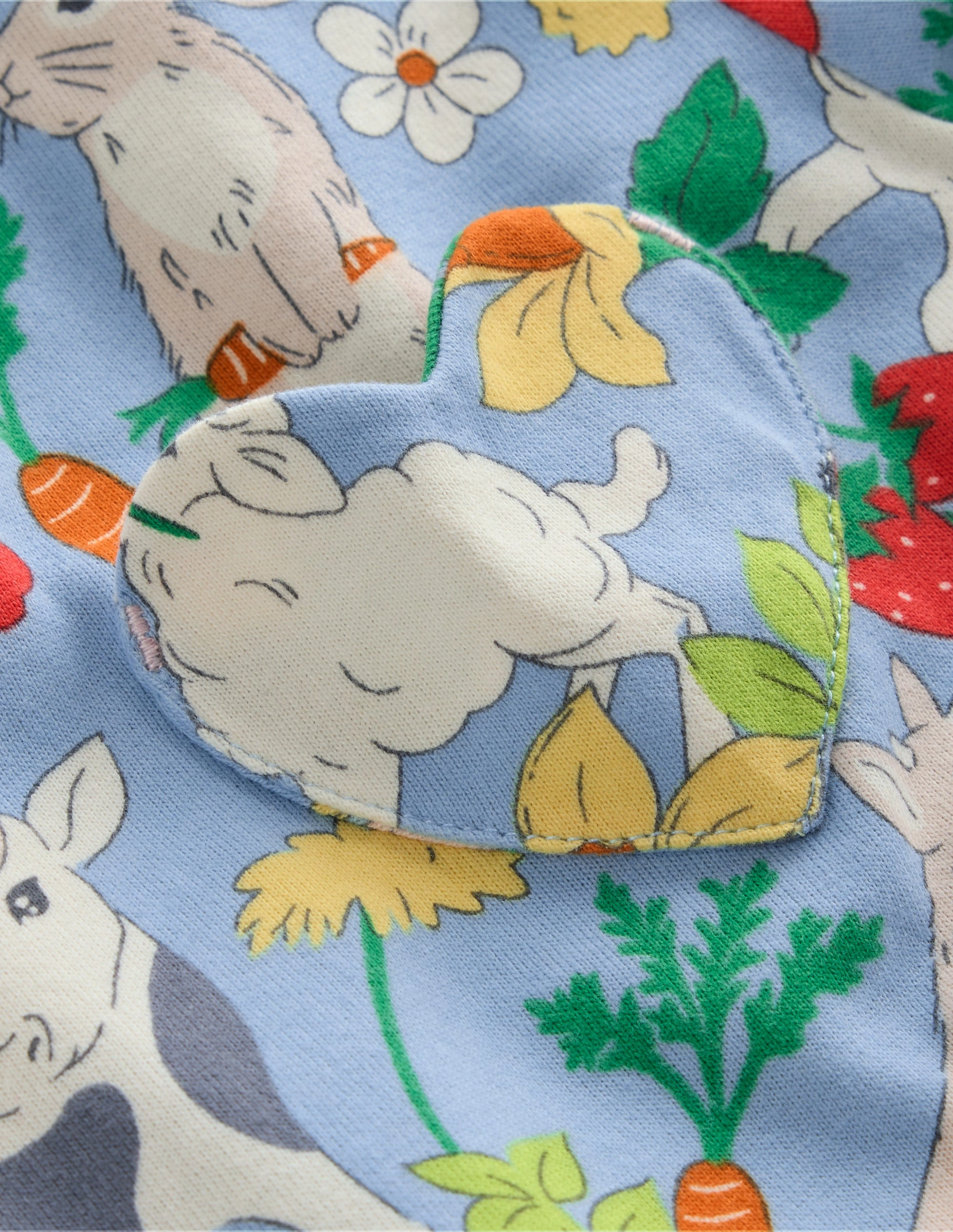 Layered Form Heart Pocket Fun Jersey Dress-Misty Blue Spring Meadow