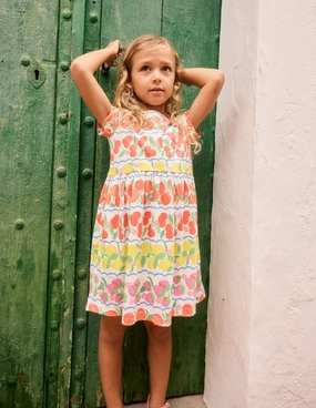 Heart Pocket Fun Jersey Dress-Rainbow Fruit Stripe garden party Relax Form