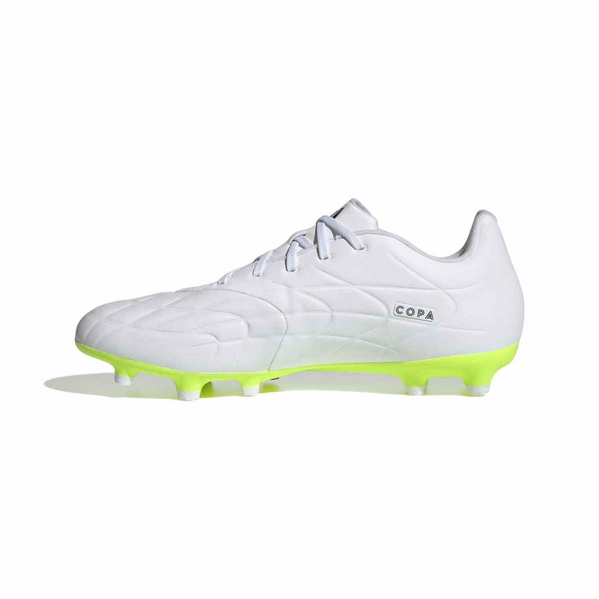 Feather Light Modern Commuters Foam Lining Running Errands ADIDAS HQ8984 COPA PURE.3 FG MN'S (Medium) White/Black/Lemon Leather Soccer Shoes