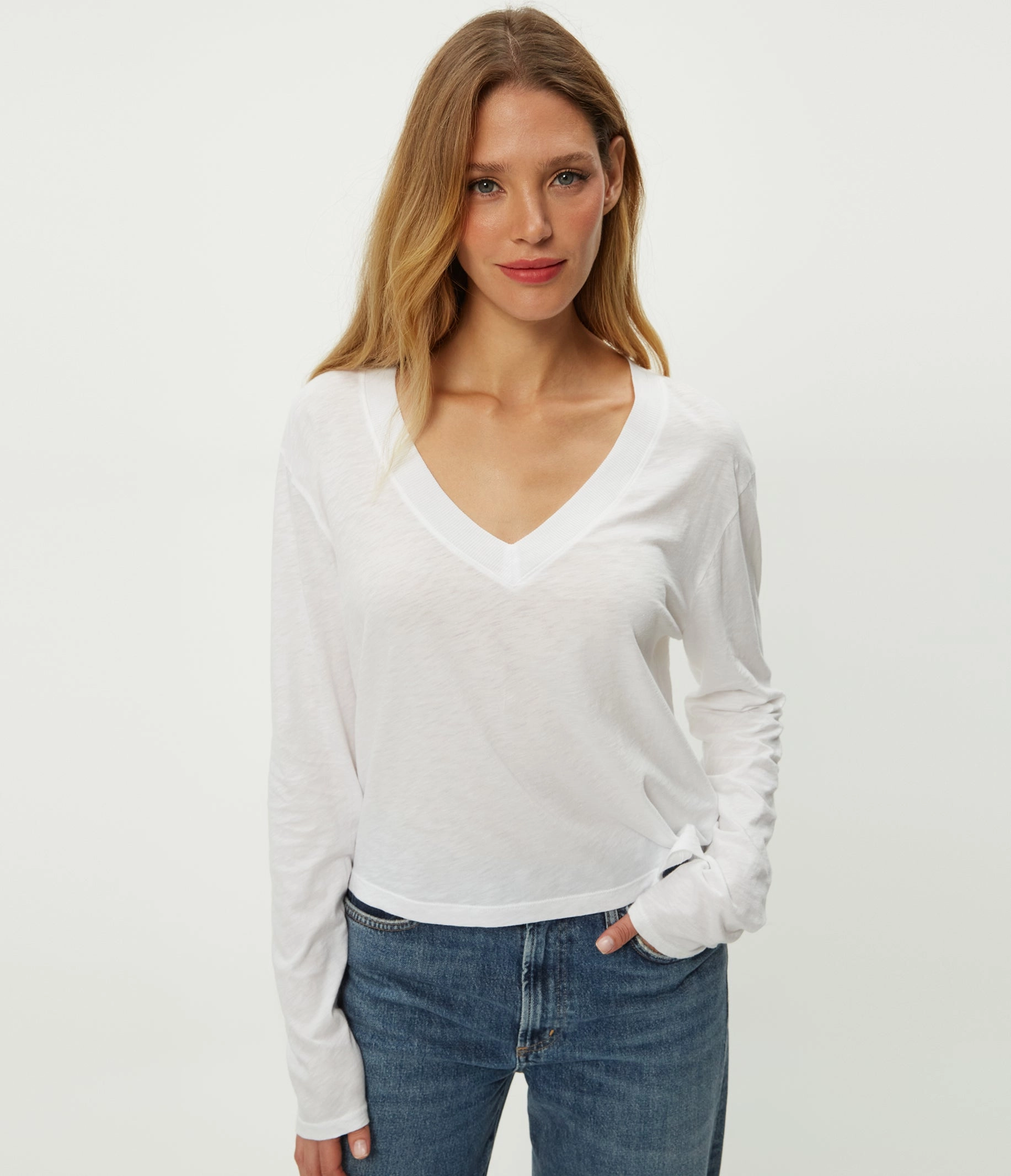BREA SUPIMA SLUB LS VNECK Classic Cut