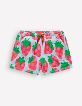 Printed Towelling Short-Misty Blue Spotty Strawberry Cozy Style moisture - wicking