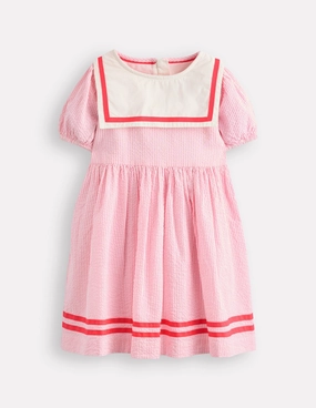 Heritage Sailor Dress-Pink Ticking Perfectly Crafted Bright bold dress