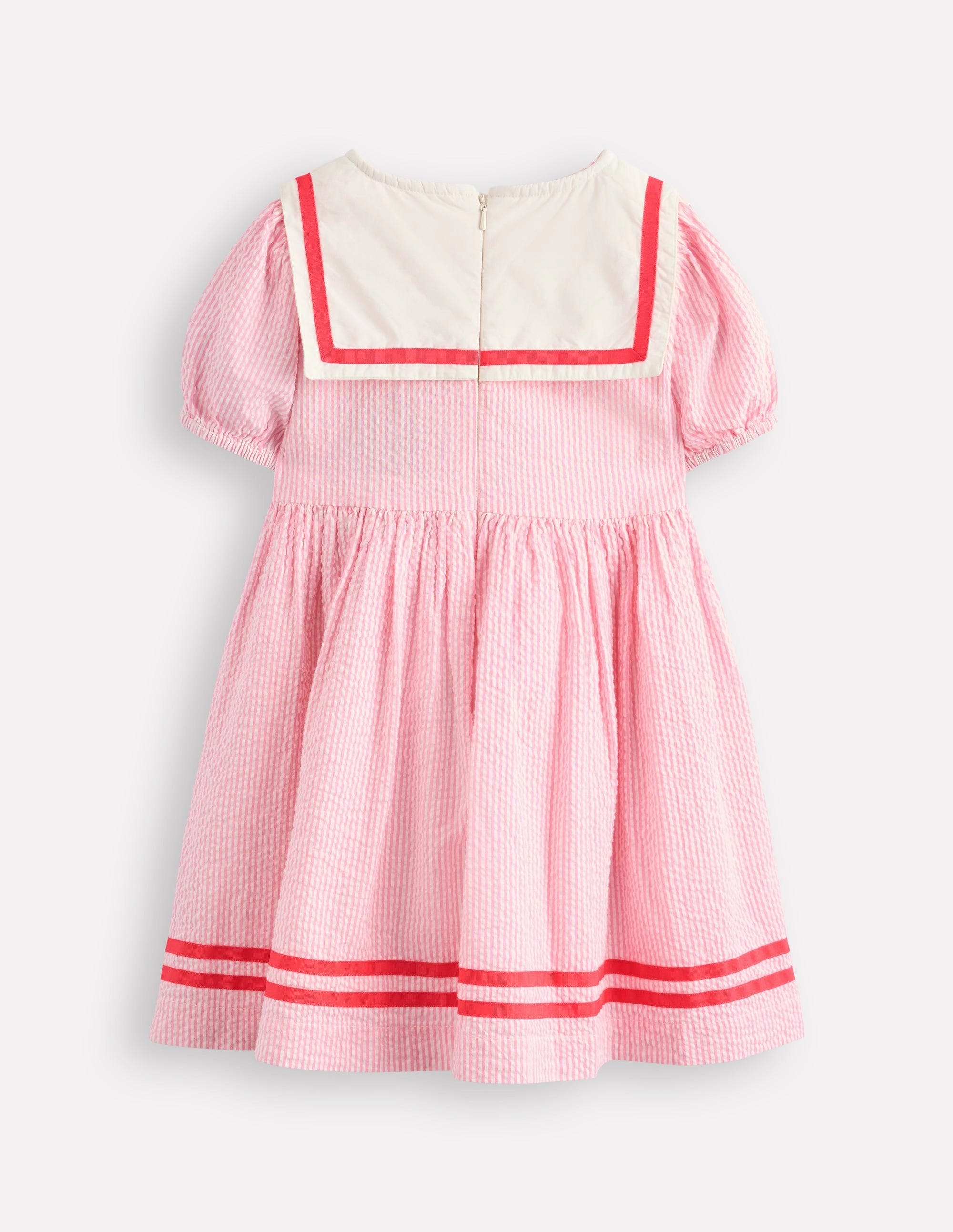 Casual Essential WideCollarDesign Heritage Sailor Dress-Pink Ticking